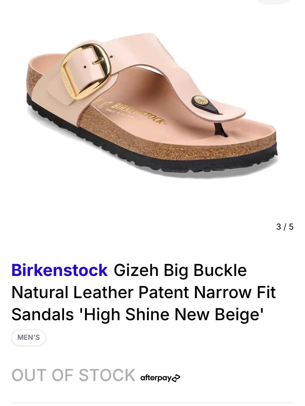 Birkenstock Gizeh Patent Leather Thong Sandals  ‘high shine new beige ‘ size 40
